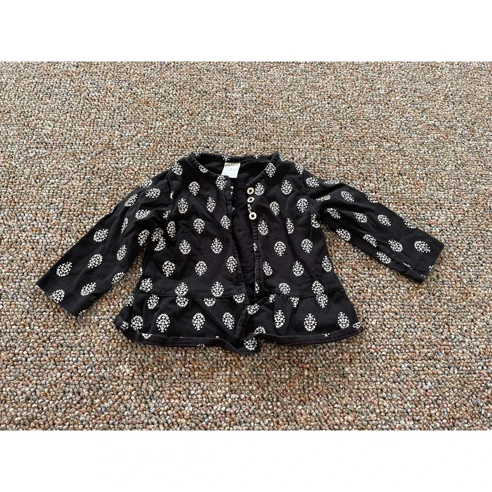 Carter's Girls Black & White Flower Cardigan‎ 6M